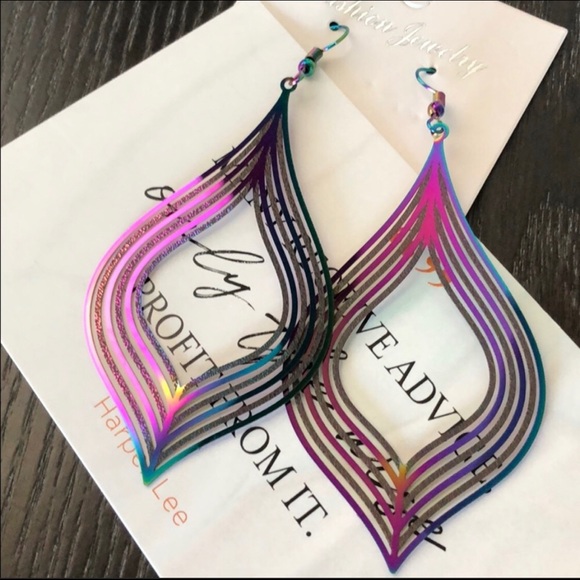 Multicolor retro lightweight thin earrings - Picture 3 of 3